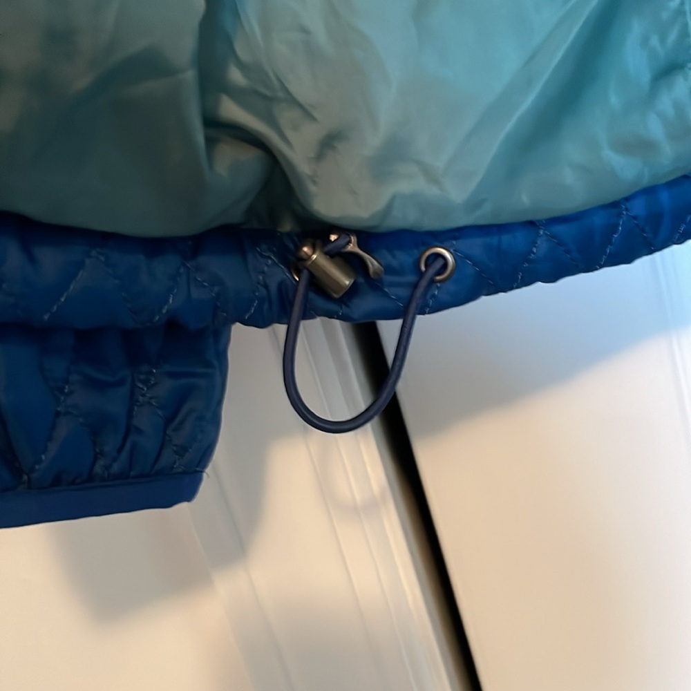 Lands’End sz S quilted deep teal jacket front pockets zip front adjustable waist - Picture 9 of 10
